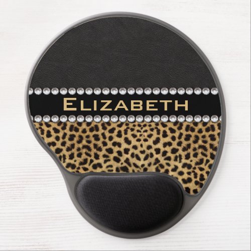 Leopard Spot Rhinestone Diamonds Monogram PHOTO Gel Mouse Pad