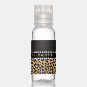 Leopard Spot Rhinestone Diamonds Monogram PHOTO Hand Sanitizer (Front)