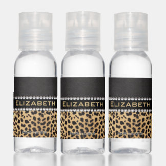 Leopard Spot Rhinestone Diamonds Monogram PHOTO Hand Sanitizer