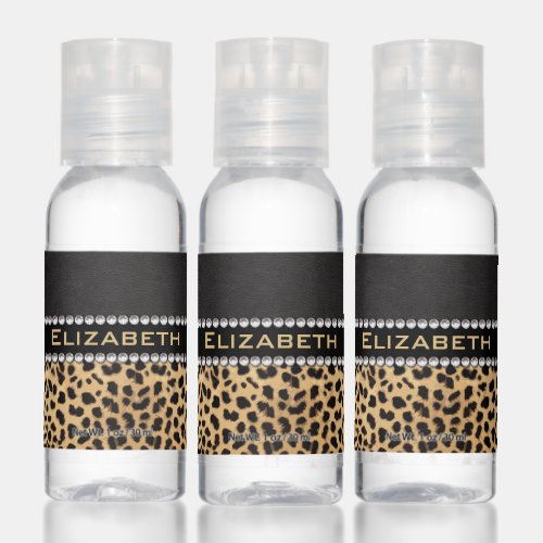 Leopard Spot Rhinestone Diamonds Monogram PHOTO Hand Sanitizer