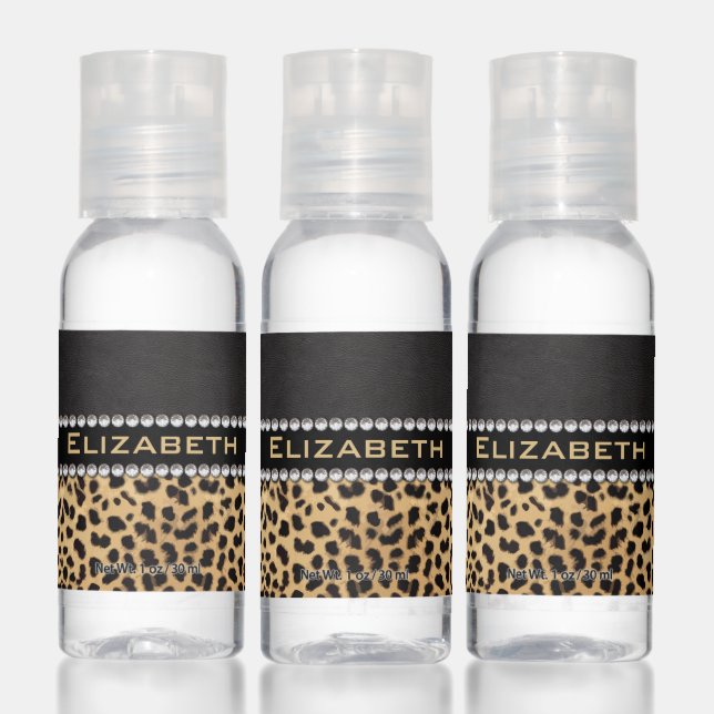 Leopard Spot Rhinestone Diamonds Monogram PHOTO Hand Sanitizer (Set)