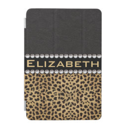 Leopard Spot Rhinestone Diamonds Monogram PHOTO iPad Mini Cover