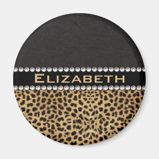 Leopard Spot Rhinestone Diamonds Monogram PHOTO Magnet