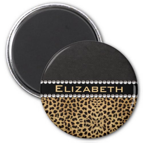 Leopard Spot Rhinestone Diamonds Monogram PHOTO Magnet