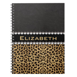 Leopard Spot Rhinestone Diamonds Monogram PHOTO Notebook