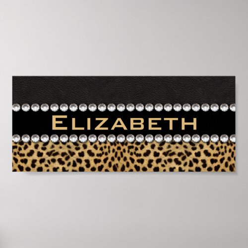 Leopard Spot Rhinestone Diamonds Monogram PHOTO Poster