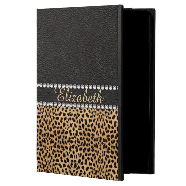 Leopard Spot Rhinestone Diamonds Monogram PHOTO Powis iPad Air 2 Case (Front)
