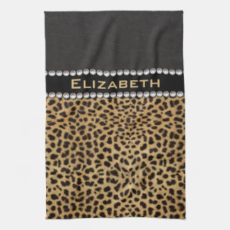 Leopard Spot Rhinestone Diamonds Monogram PHOTO Towel