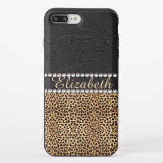 Leopard Spot Rhinestone Diamonds Monogram PHOTO iPhone 8/7 Plus Slider Case