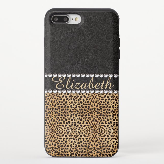 Leopard Spot Rhinestone Diamonds Monogram PHOTO Uncommon iPhone Case (Back)