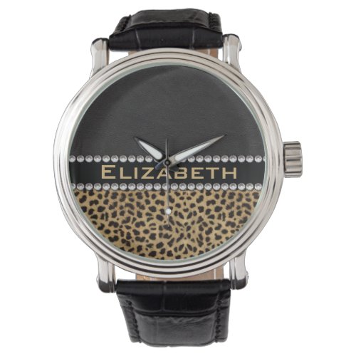 Leopard Spot Rhinestone Diamonds Monogram PHOTO Watch