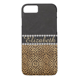 Leopard Spot Rhinestone Diamonds Personalize iPhone 8/7 Case