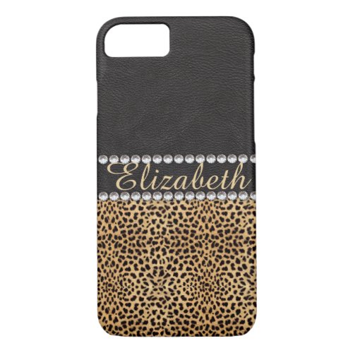 Leopard Spot Rhinestone Diamonds Personalize iPhone 87 Case