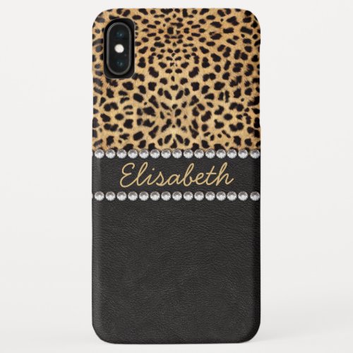 Leopard Spot Rhinestone Diamonds Personalize iPhone XS Max Case