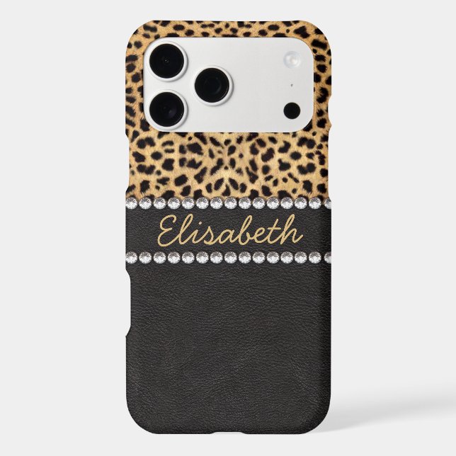 Leopard Spot Rhinestone Diamonds Personalize Iphone Case (Back)