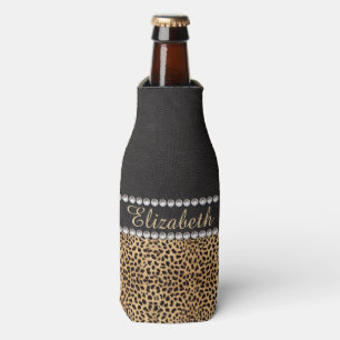 Leopard Spot Rhinestone Diamonds Personalized Bottle Cooler