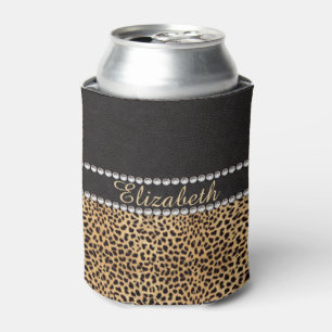 Leopard Spot Rhinestone Diamonds Personalized Can Cooler