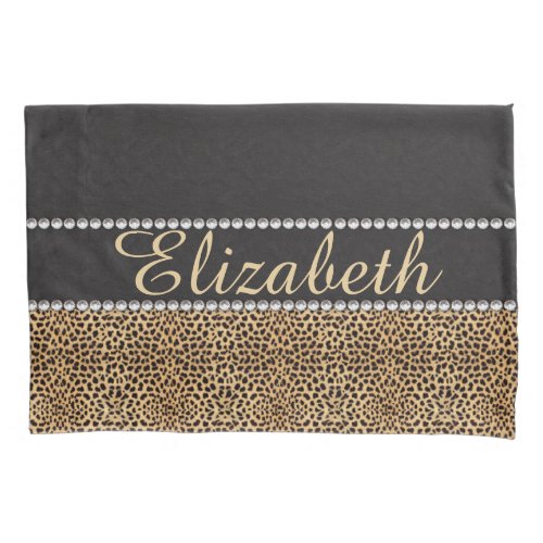 Leopard Spot Rhinestone Diamonds Personalized Pillowcase