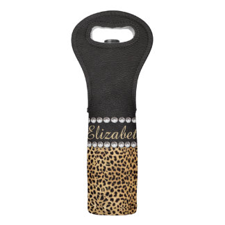 Leopard Spot Rhinestone Diamonds Personalized Wine Bag