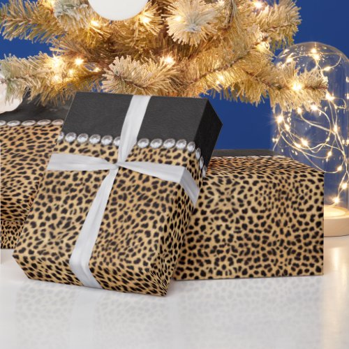 Leopard Spot Rhinestone Diamonds Wrapping Paper