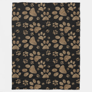 Leopard Spot Skin Paw Prints Fleece Blanket