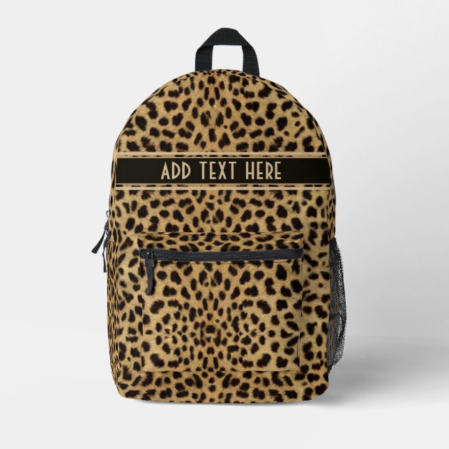 Leopard Spot Skin Print Add Name Printed Backpack (Front)