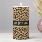 Leopard Spot Skin Print Add Text Pillar Candle (In Situ)
