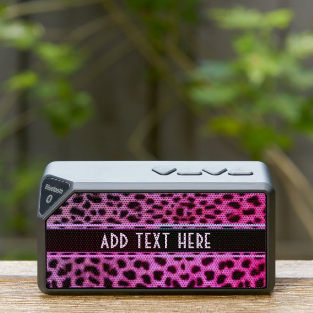 Leopard Spot Skin Print Add Text Pink Bluetooth Speaker (Insitu(Outdoor))