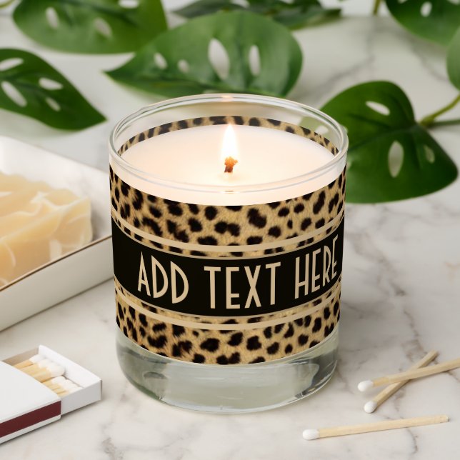 Leopard Spot Skin Print Add Text Scented Candle (Lit)