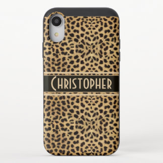 Leopard Spot Skin Print Personalize iPhone XR Slider Case
