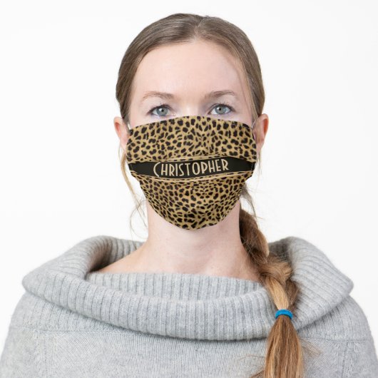Leopard Spot Skin Print Personalized Adult Cloth Face Mask (Worn)
