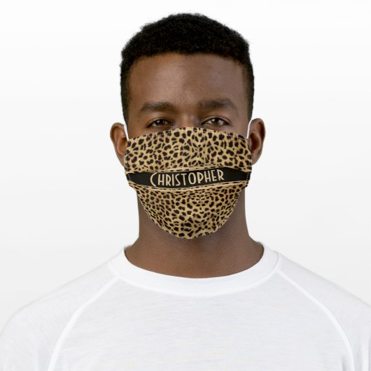 Leopard Spot Skin Print Personalized Adult Cloth Face Mask (Worn)