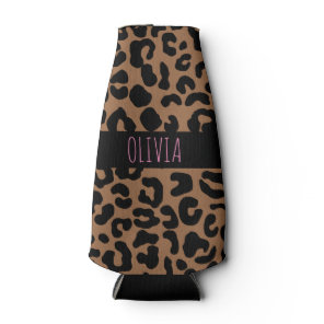 Leopard Spot Skin Print Personalized Bottle Cooler