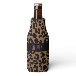 Leopard Spot Skin Print Personalized Bottle Cooler