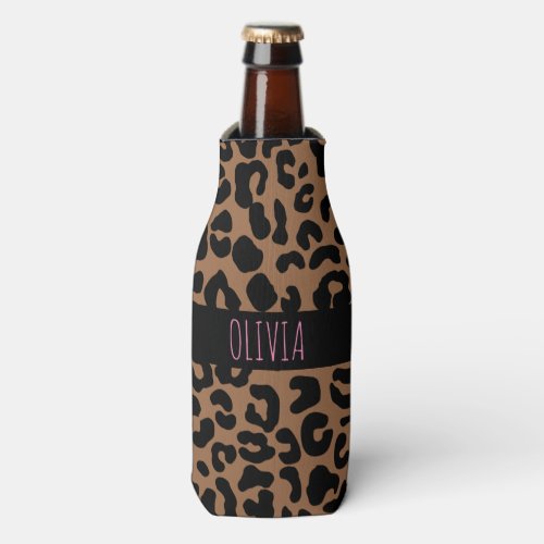 Leopard Spot Skin Print Personalized Bottle Cooler