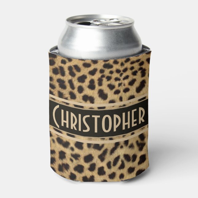 Leopard Spot Skin Print Personalized Can Cooler (Can Front)
