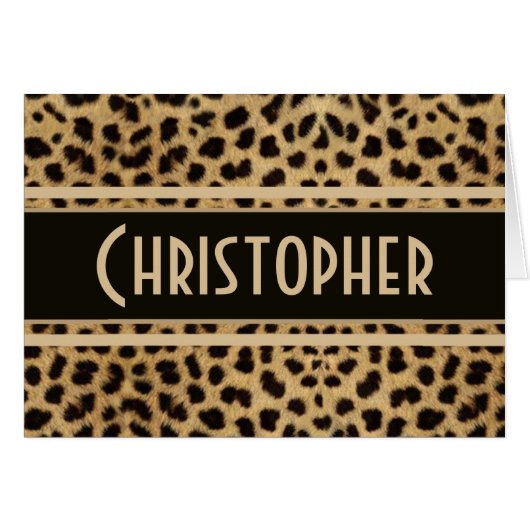 Leopard Spot Skin Print Personalized Cards (Front Horizontal)