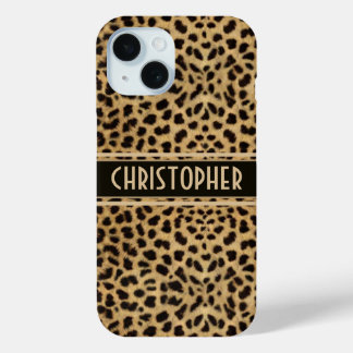 Leopard Spot Skin Print Personalized iPhone 15 Case
