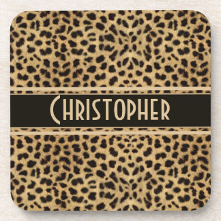 Leopard Spot Skin Print Personalized Coaster
