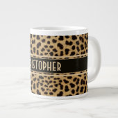Leopard Spot Skin Print Personalized Giant Coffee Mug (Front Right)