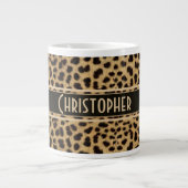 Leopard Spot Skin Print Personalized Giant Coffee Mug (Front)