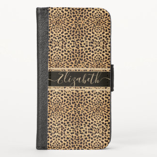 Leopard Spot Skin Print Personalized iPhone X Wallet Case