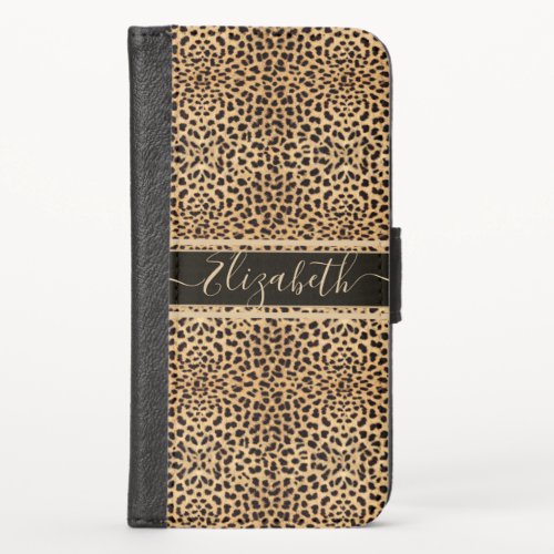 Leopard Spot Skin Print Personalized iPhone X Wallet Case