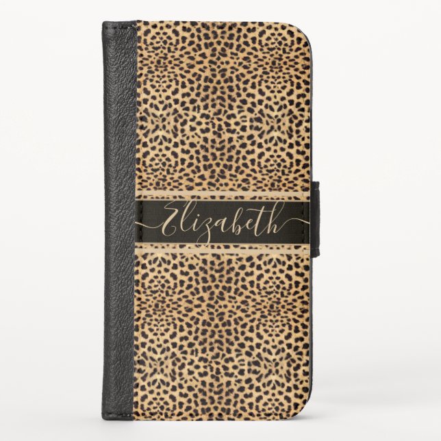 Leopard Spot Skin Print Personalized iPhone Wallet Case (Front)