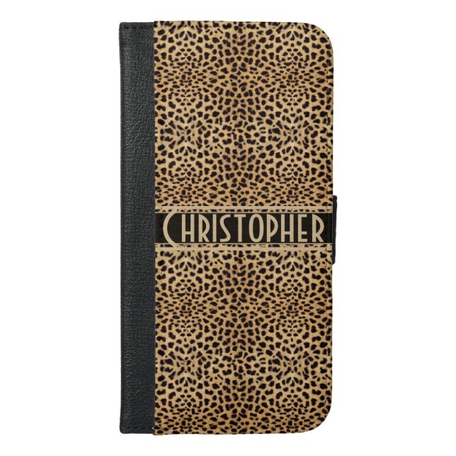 Leopard Spot Skin Print Personalized iPhone Wallet Case (Front)