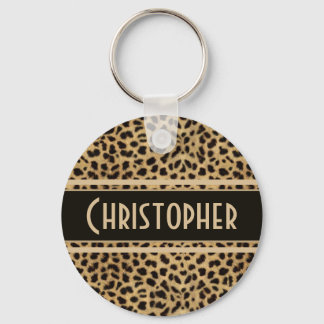 Leopard Spot Skin Print Personalized Keychain