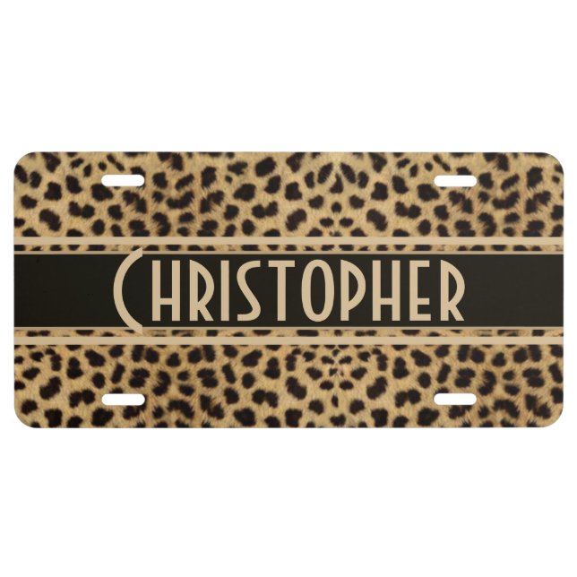 Leopard Spot Skin Print Personalized License Plate (Front)