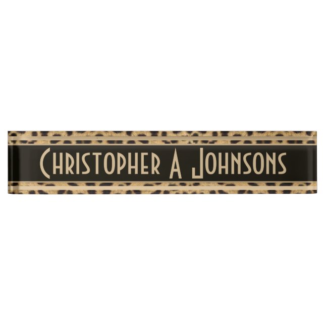 Leopard Spot Skin Print Personalized Name Plate (Front)