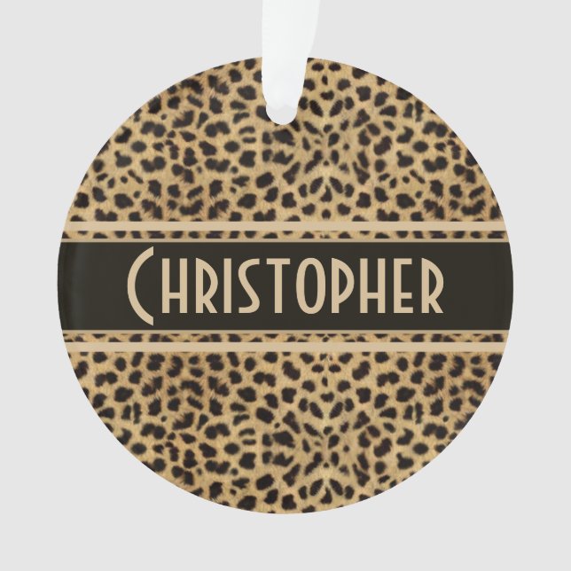 Leopard Spot Skin Print Personalized Ornament (Front)