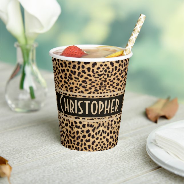 Leopard Spot Skin Print Personalized Paper Cup (Insitu)